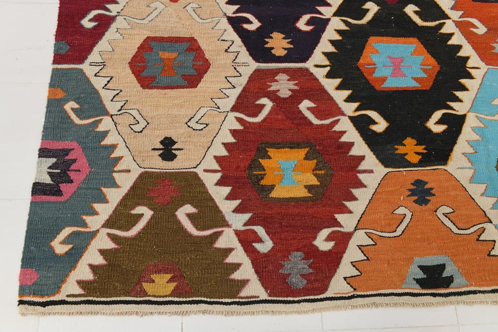 Kilim 385x286 cm, red, blue, wool, Turkey, 1970s - 216197