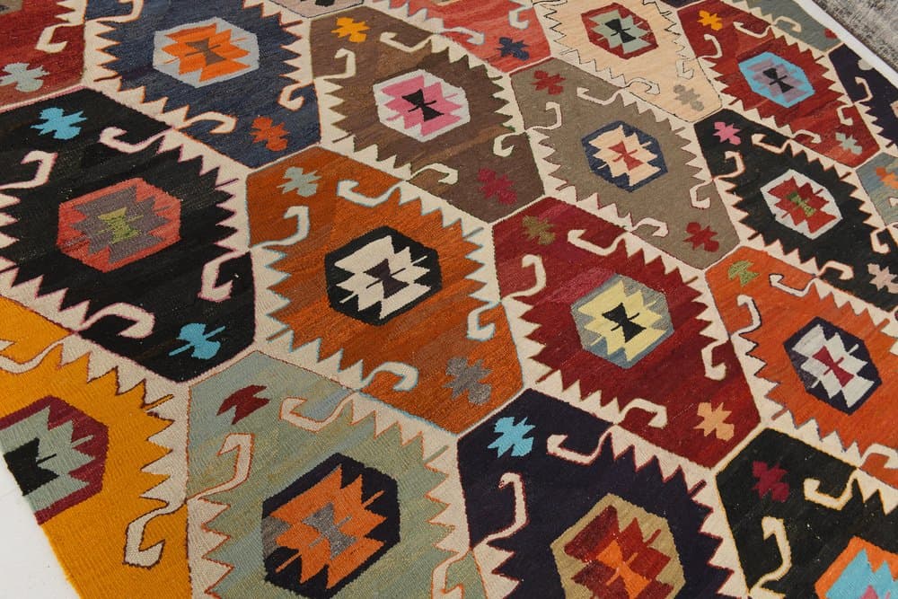 Kilim 385x286 cm, red, blue, wool, Turkey, 1970s - 216192