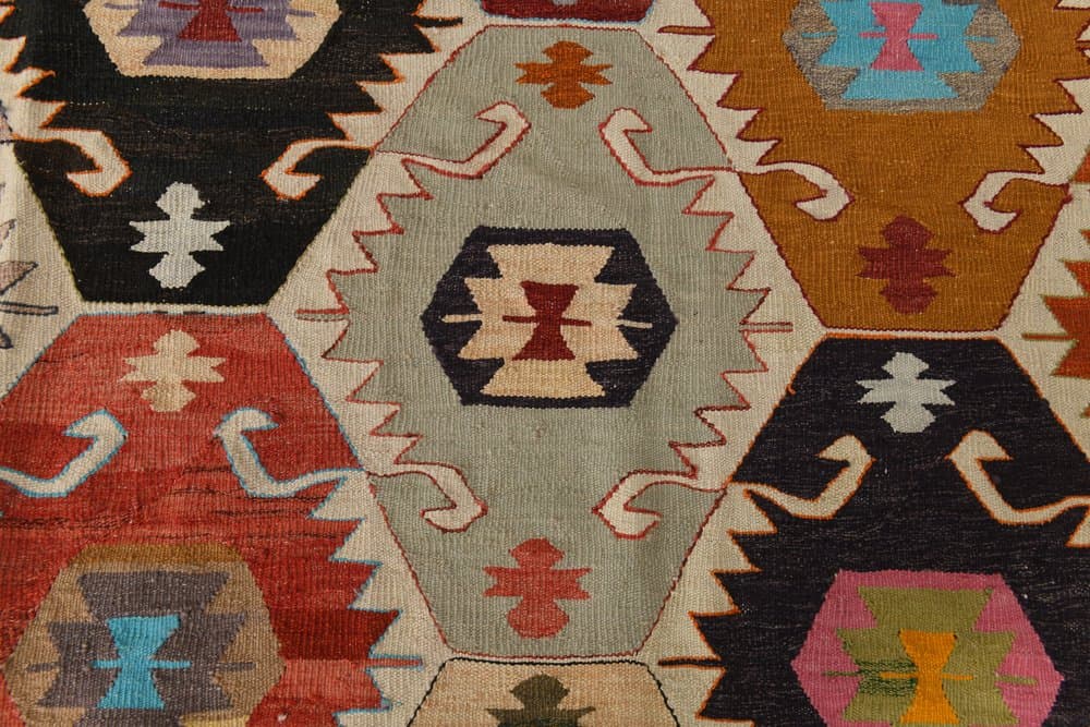 Kilim 385x286 cm, red, blue, wool, Turkey, 1970s - 216195