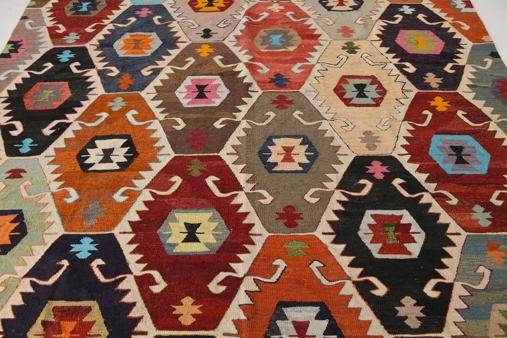 Kilim 385x286 cm, red, blue, wool, Turkey, 1970s - 216193