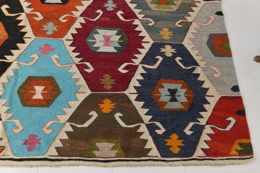 Kilim 385x286 cm, red, blue, wool, Turkey, 1970s - 216187