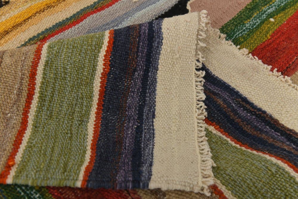 Kilim 365x268 cm, zielony, czerwony, wełna, lata 70. - 216174