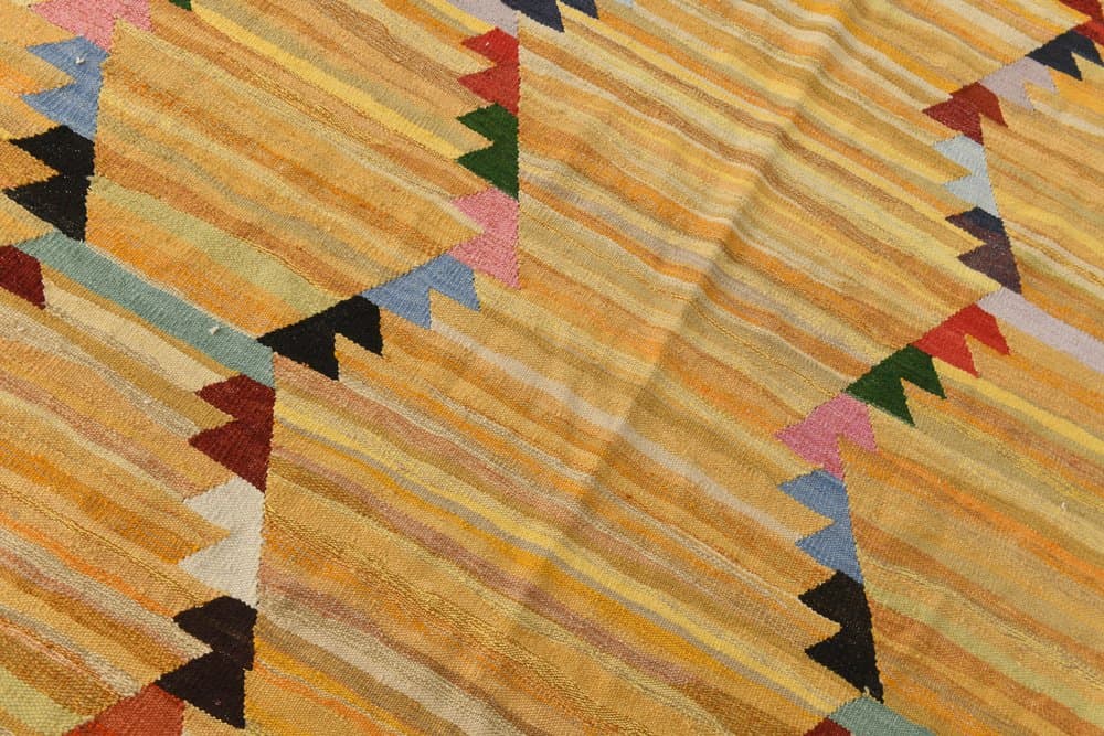 Kilim 365x268 cm, zielony, czerwony, wełna, lata 70. - 216184