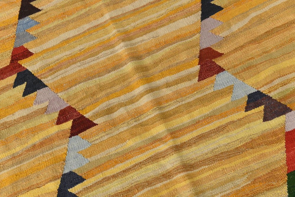 Kilim 365x268 cm, zielony, czerwony, wełna, lata 70. - 216183