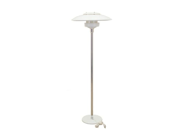 Lampa podłogowa, metal biały, proj. S. Henningsen, Lyskaer, Dania, lata 70. - WYMIARY