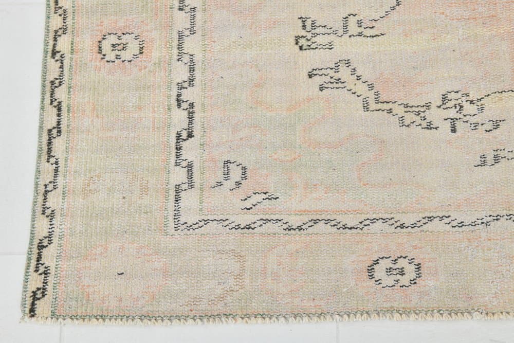 Rug 283x194 cm, Pink, Green, Wool, 1970s - 216158