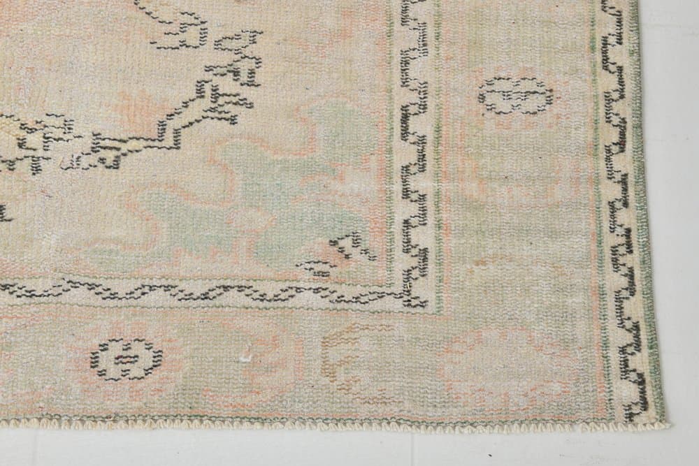 Rug 283x194 cm, Pink, Green, Wool, 1970s - 216159