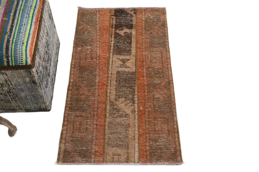 Dywan 53x97 cm, brązowy, wełna, lata 70. - 216136