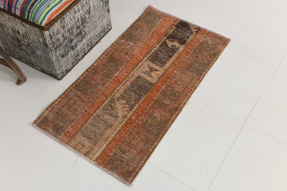 Dywan 53x97 cm, brązowy, wełna, lata 70. - 216137