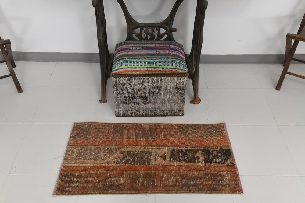 Dywan 53x97 cm, brązowy, wełna, lata 70. - 216141