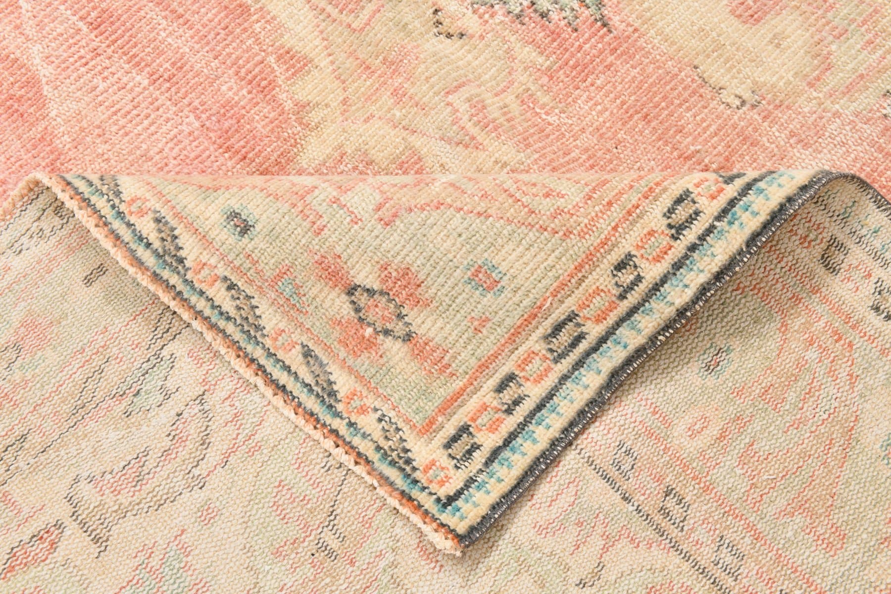 Rug 212x306 cm, pink, beige, wool, 1970s - 216114