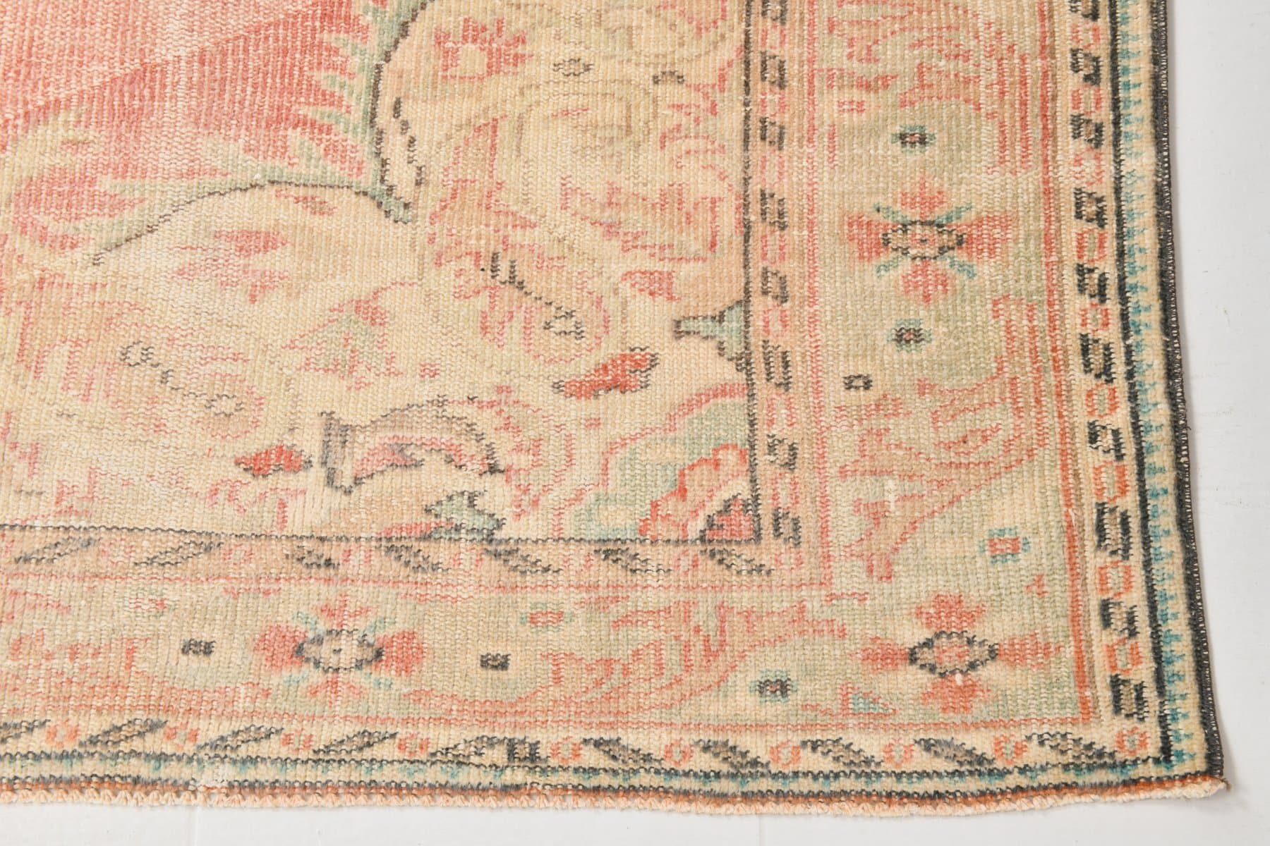 Rug 212x306 cm, pink, beige, wool, 1970s - 216122