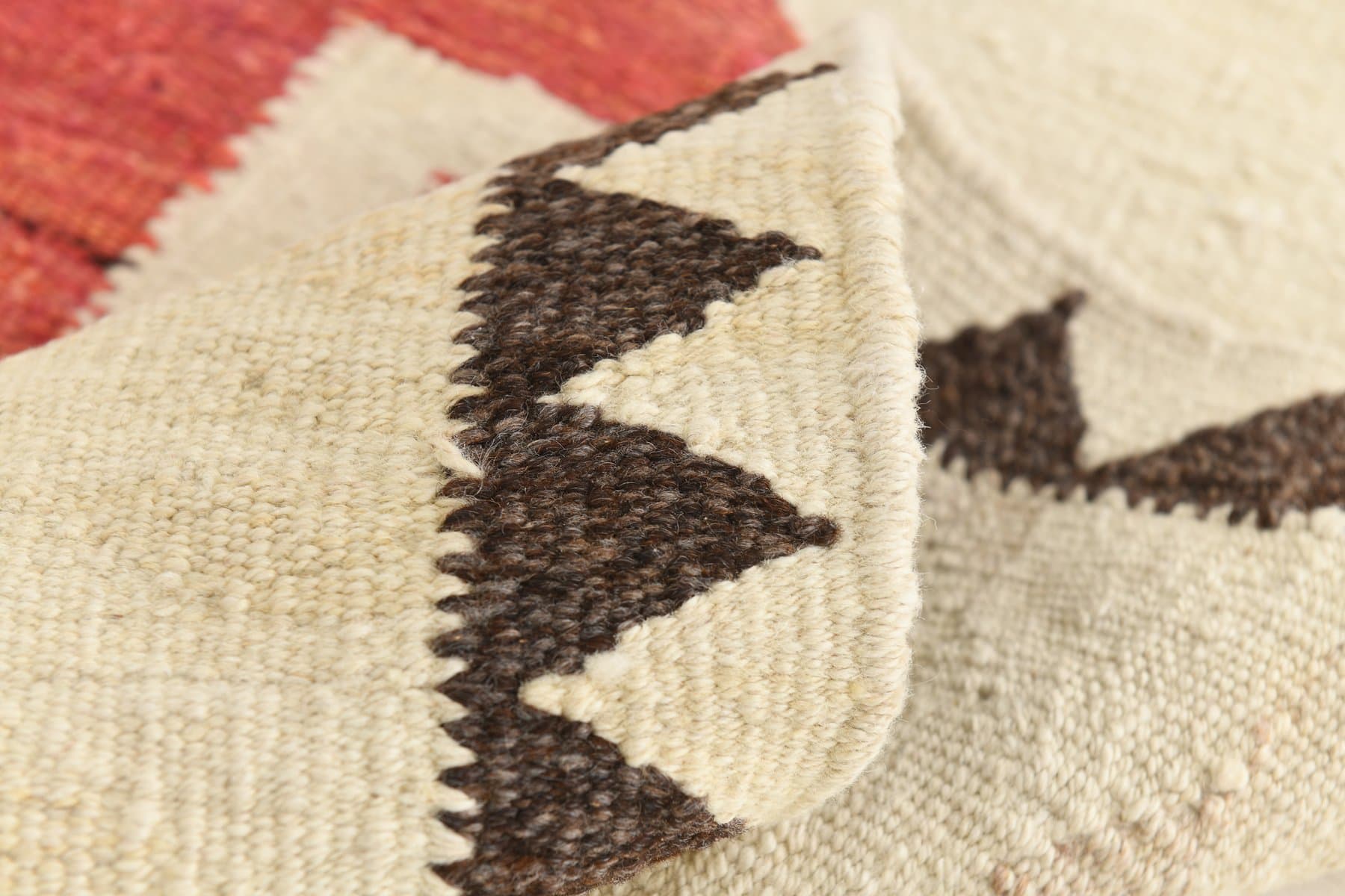 Chodnik 330x117 cm, beżowy, czarny, wełna, lata 70. - 216102