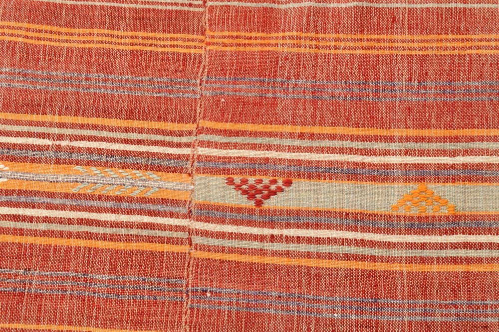 Kilim 204x161 cm, pomarańczowy, beżowy, wełna, lata 70. - 216093