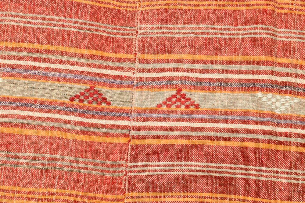 Kilim 204x161 cm, pomarańczowy, beżowy, wełna, lata 70. - 216094