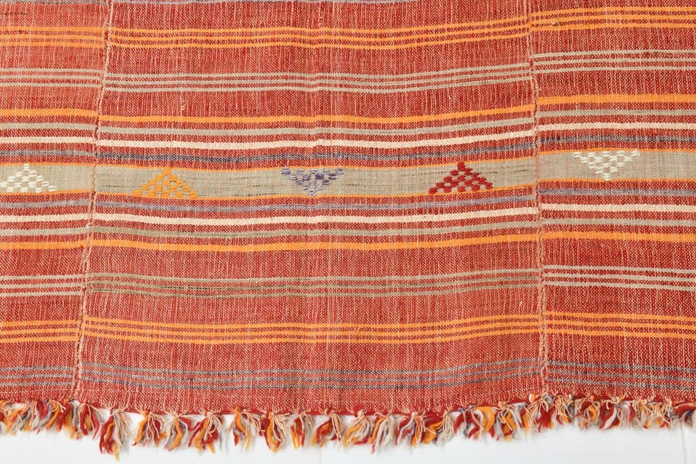 Kilim 204x161 cm, pomarańczowy, beżowy, wełna, lata 70. - 216097