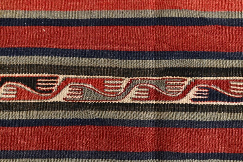 Kilim 149x244 cm, czerwony, czarny, wełna, lata 70. - 216083