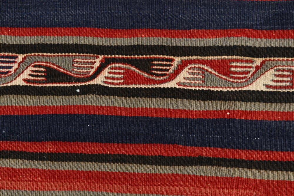 Kilim 149x244 cm, czerwony, czarny, wełna, lata 70. - 216084