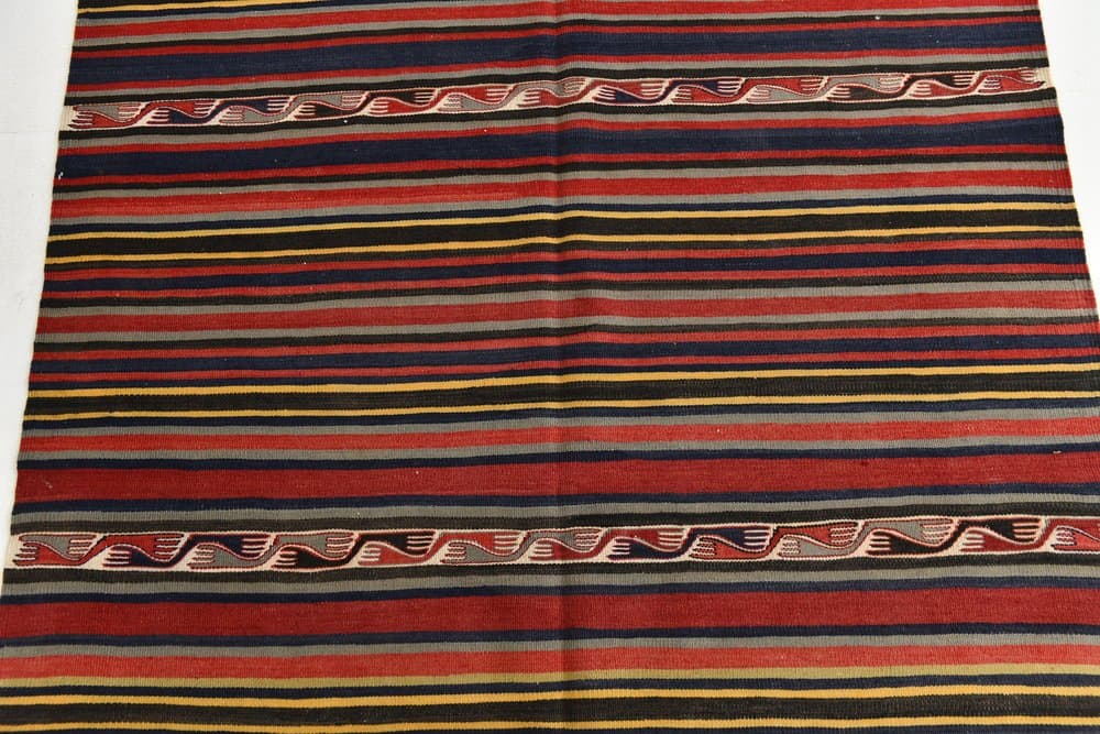 Kilim 149x244 cm, czerwony, czarny, wełna, lata 70. - 216080