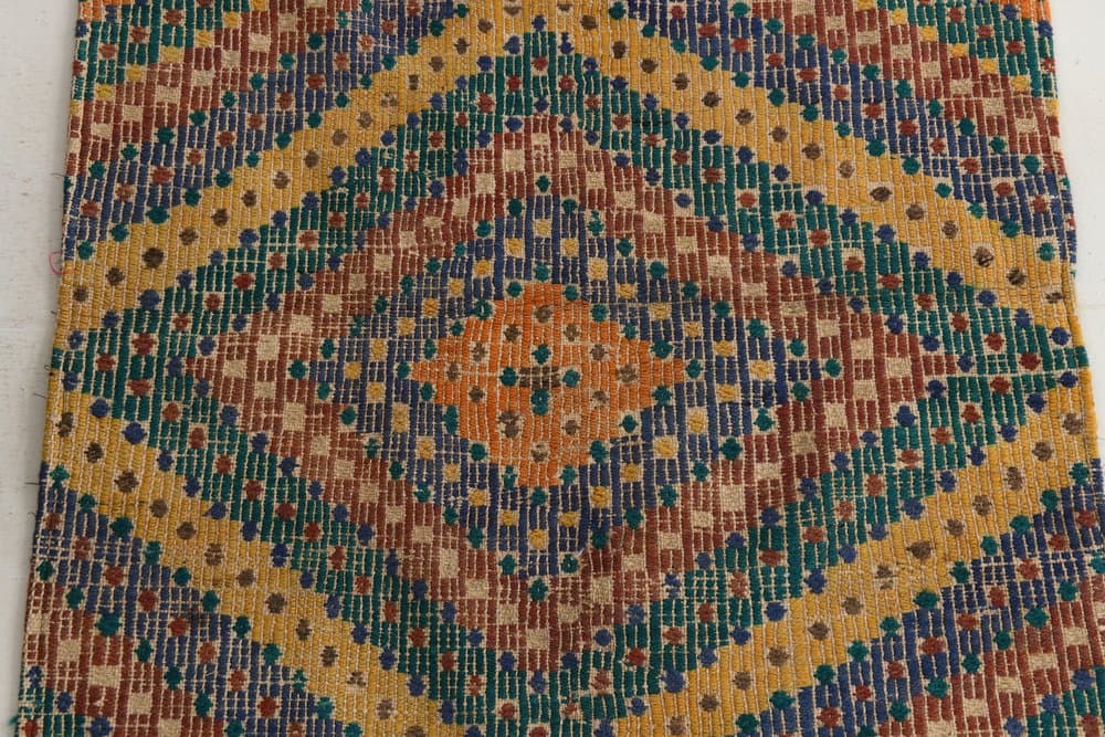 Chodnik 86x211 cm, niebieski, koralowy, wełna, lata 70. - 216056