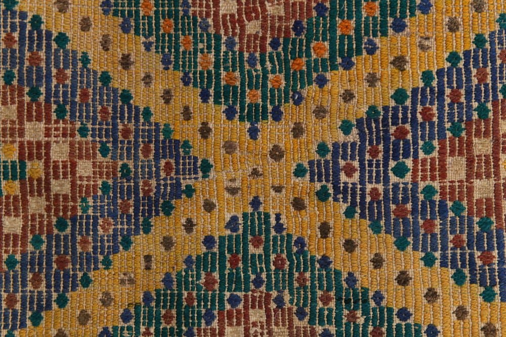 Chodnik 86x211 cm, niebieski, koralowy, wełna, lata 70. - 216061