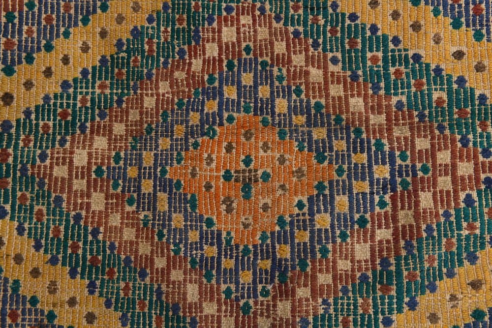 Chodnik 86x211 cm, niebieski, koralowy, wełna, lata 70. - 216060