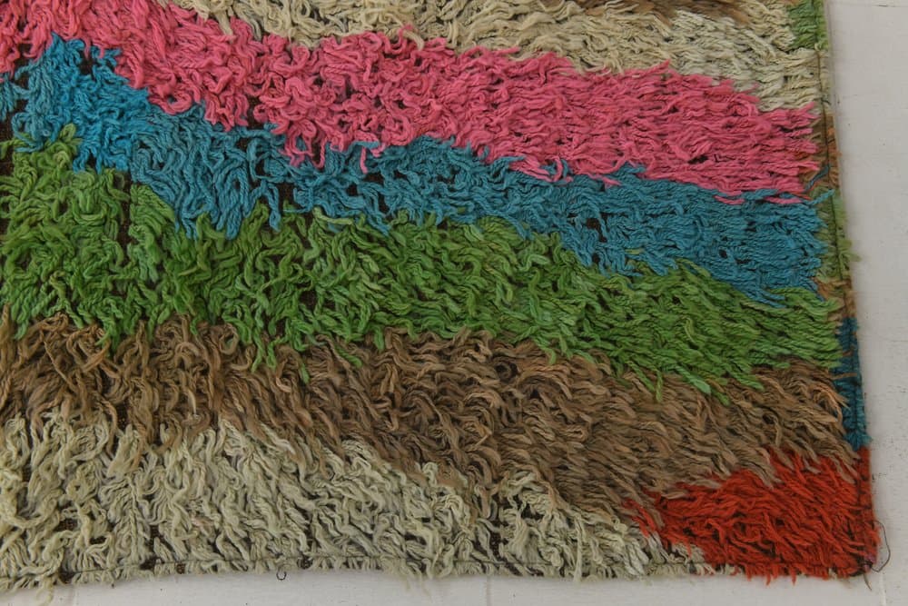 Dywan 205x307 cm, beżowy, niebieski, wełna, lata 70. - 216046