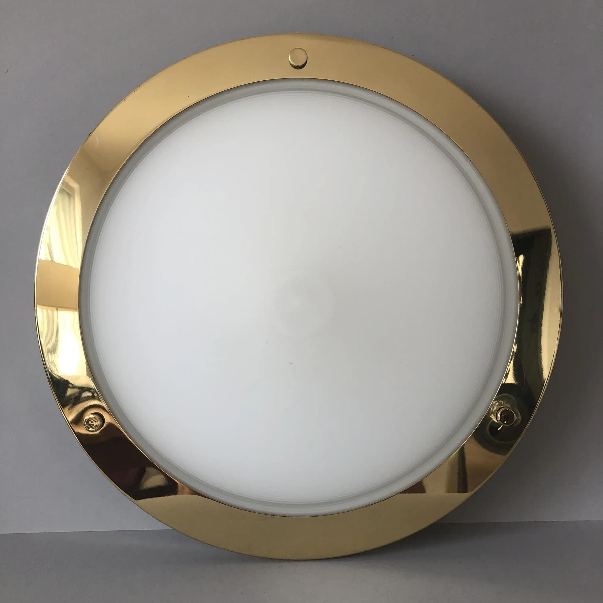 Plafon, szkło biały, mosiądz, Niemcy, lata 80. - 16016