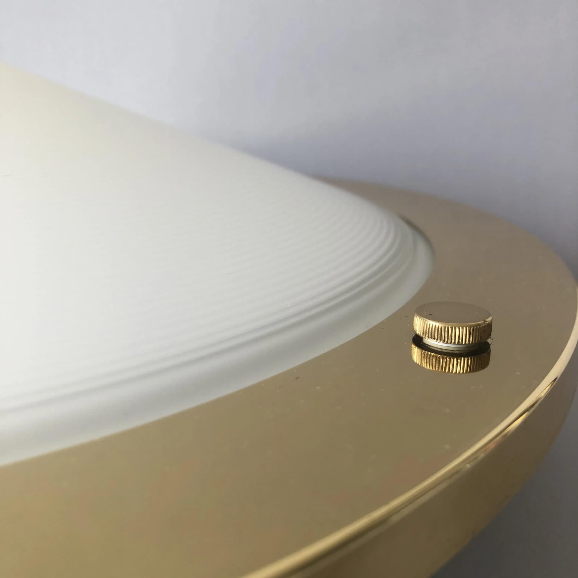 Plafon, szkło biały, mosiądz, Niemcy, lata 80. - 16023