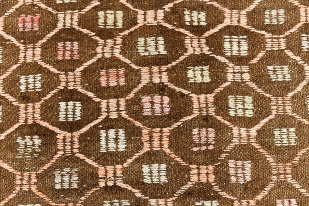 Kilim 297x209 cm, brązowy, wełna, lata 70. - 216025