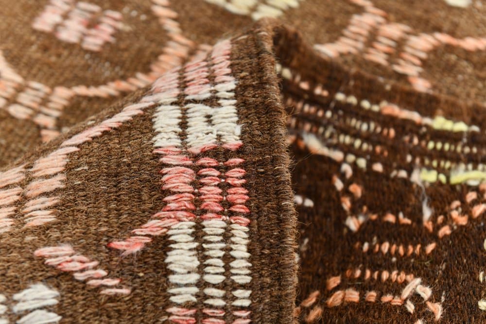 Kilim 297x209 cm, brązowy, wełna, lata 70. - 216016