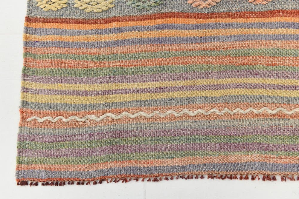 Kilim 152x364 cm, brązowy, beżowy, wełna, lata 70. - 215996