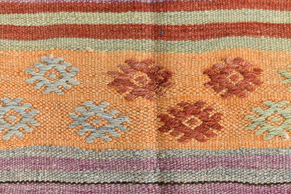 Kilim 152x364 cm, brązowy, beżowy, wełna, lata 70. - 215999