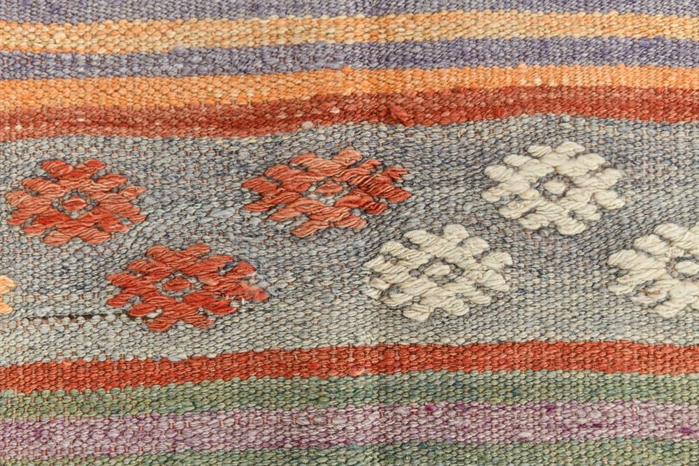 Kilim 152x364 cm, brązowy, beżowy, wełna, lata 70. - 215995