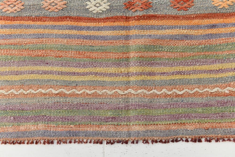 Kilim 152x364 cm, brązowy, beżowy, wełna, lata 70. - 215997