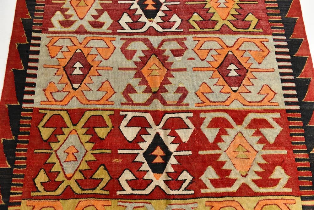 Rug 165x272 cm, Red, Black, Cotton, 1970s - 216805