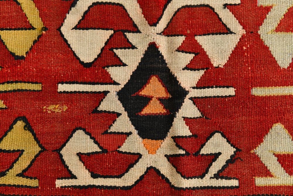 Rug 165x272 cm, Red, Black, Cotton, 1970s - 216806