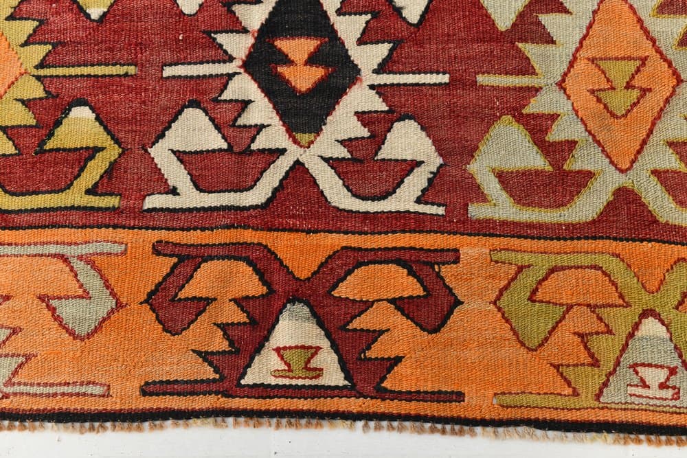 Rug 165x272 cm, Red, Black, Cotton, 1970s - 216808