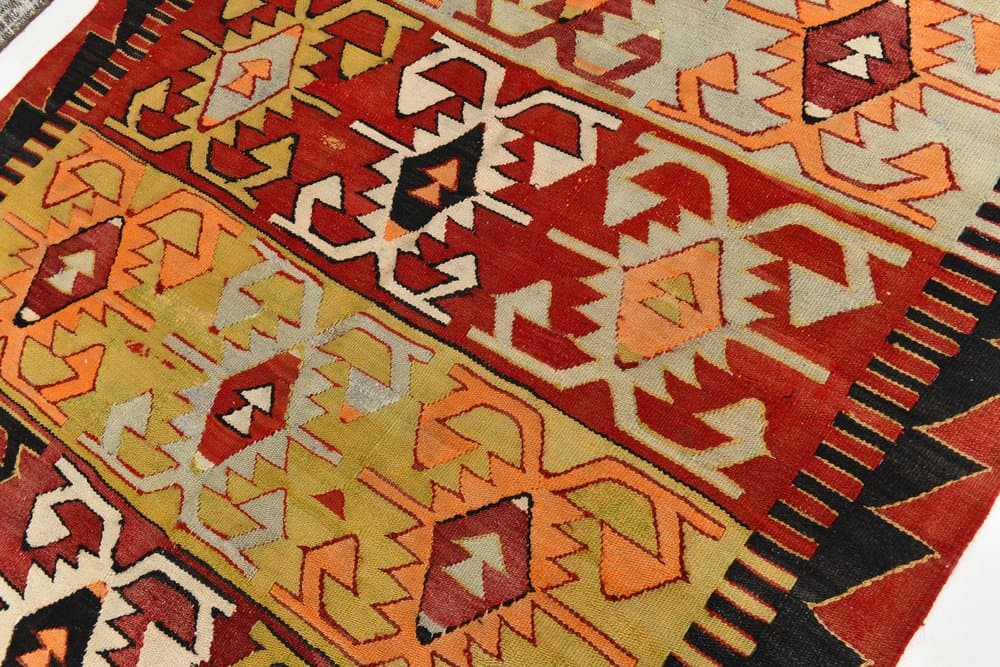 Rug 165x272 cm, Red, Black, Cotton, 1970s - 216804