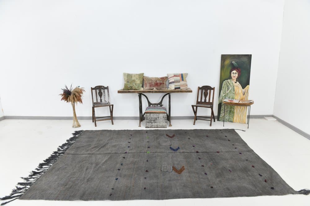 Dywan 220x310 cm, szary, konopie, lata 70. - 216790