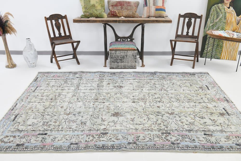 Rug 185x276 cm, grey, wool, 1970s - 216776