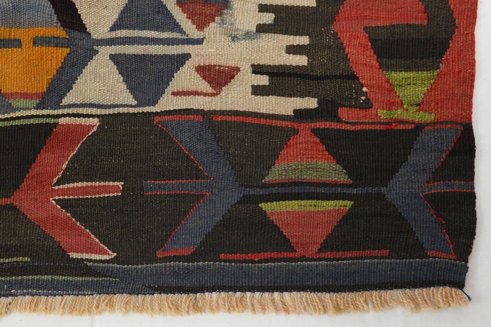 Kilim 156x314 cm, beżowy, czerwony, wełna, lata 80. - 219646