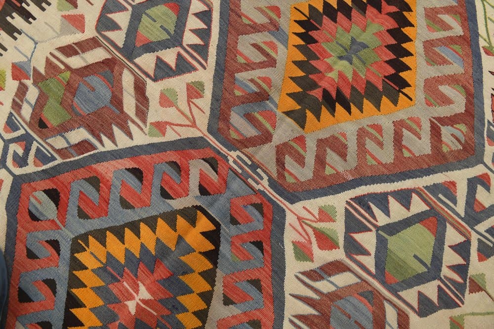 Kilim 156x314 cm, beżowy, czerwony, wełna, lata 80. - 219644