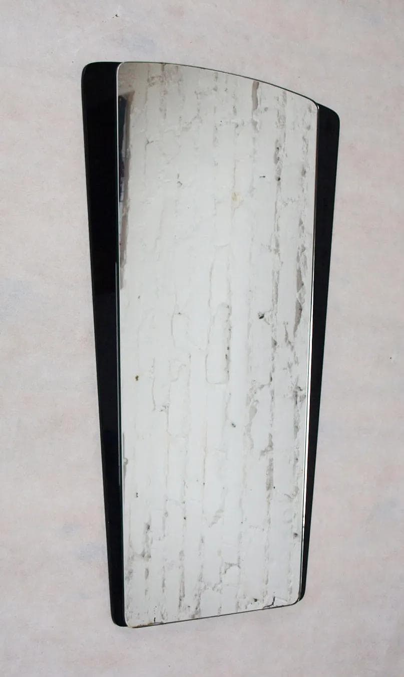Wall mirror, black glass, Germany, 1960s. - 15976