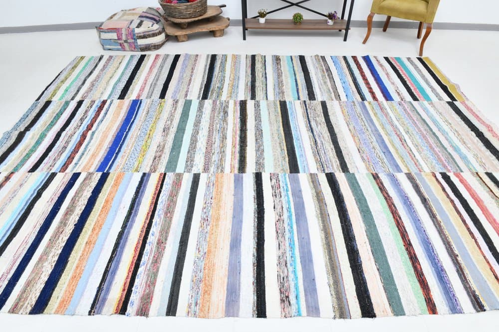 Dywan 377x280 cm, niebieski, czerwony, wełna, lata 70. - 219616