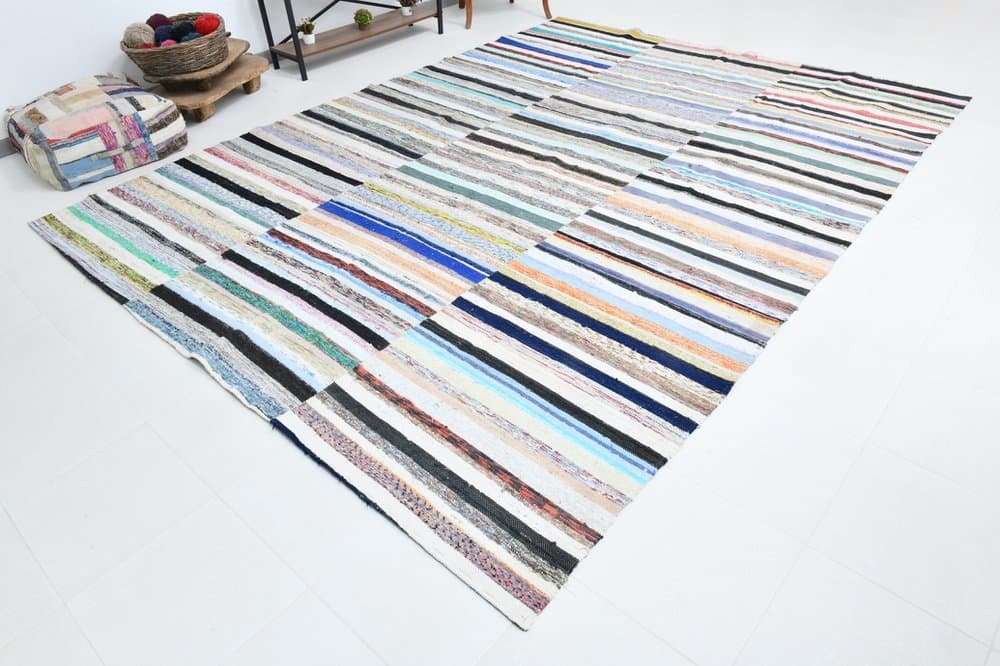 Dywan 377x280 cm, niebieski, czerwony, wełna, lata 70. - 219615