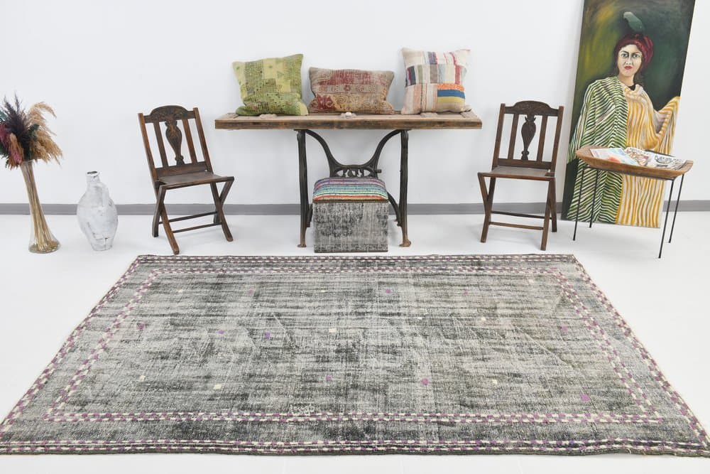 Rug 174x267 cm, grey, wool, 1970s - 219565