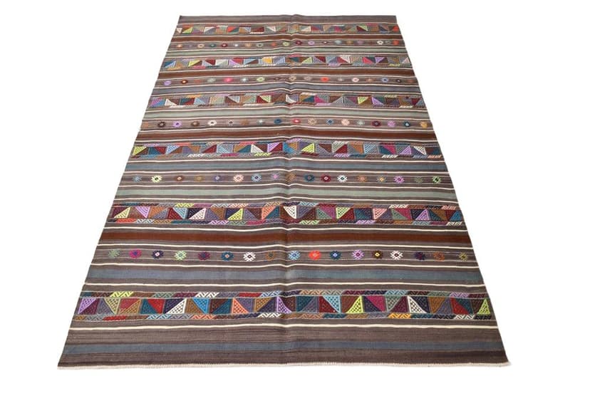 Kilim 148x235 cm, Grey, Red, Wool, 1970s