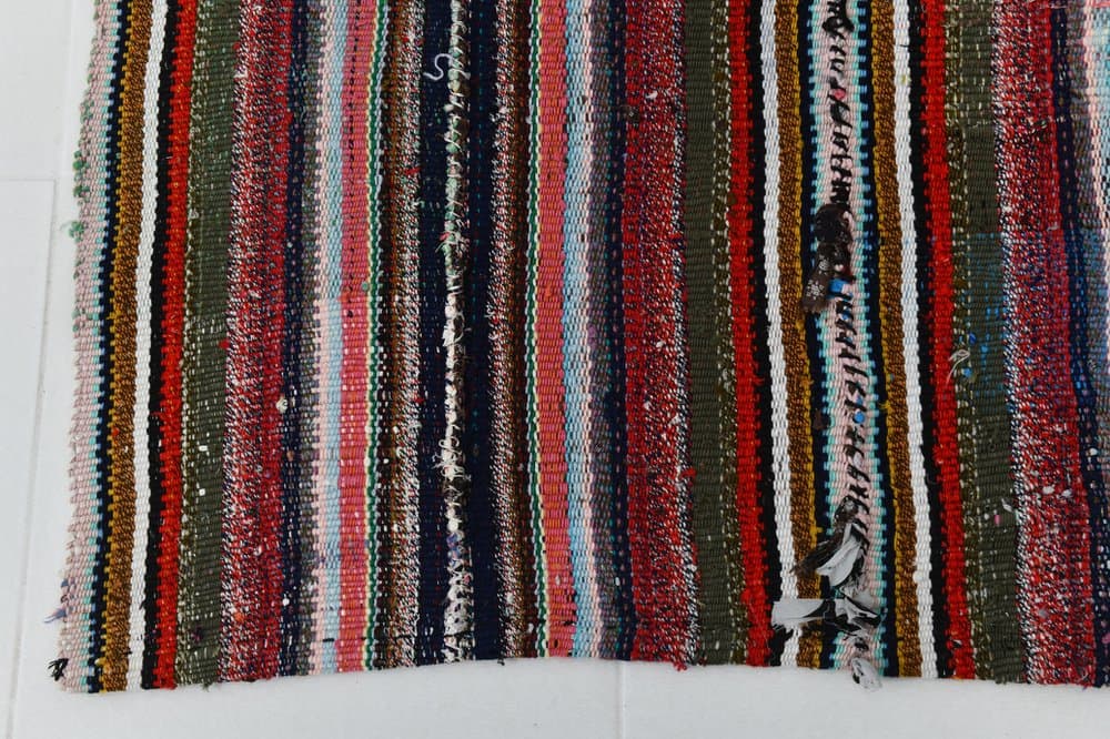 Kilim 217x110 cm, niebieski, zielony, wełna, lata 70. - 219542