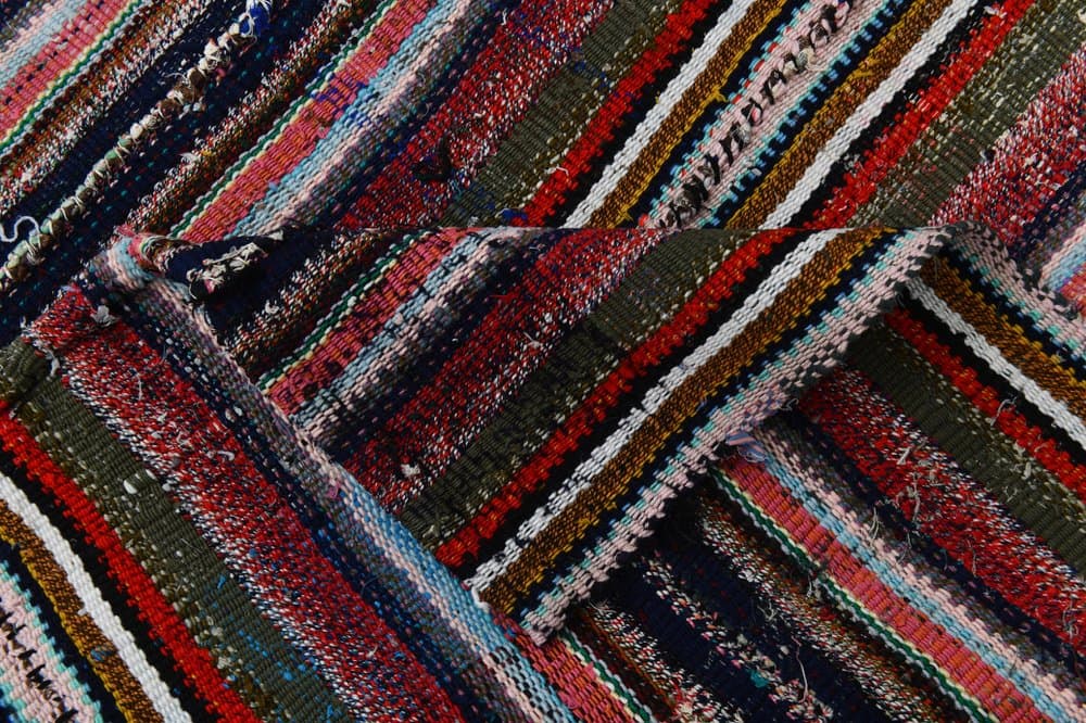 Kilim 217x110 cm, niebieski, zielony, wełna, lata 70. - 219536